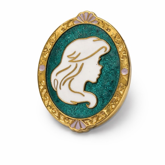 Disney Jewelry - Disney Gold and Teal Little Mermaid Silhouette Brooch